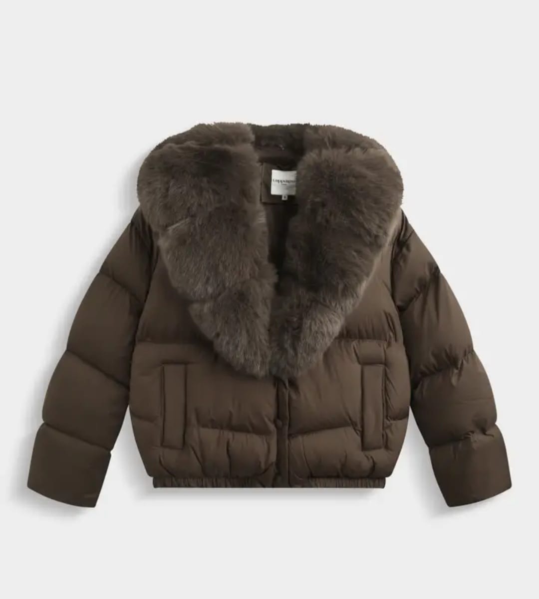 Short Down Jacket with Fur Collar