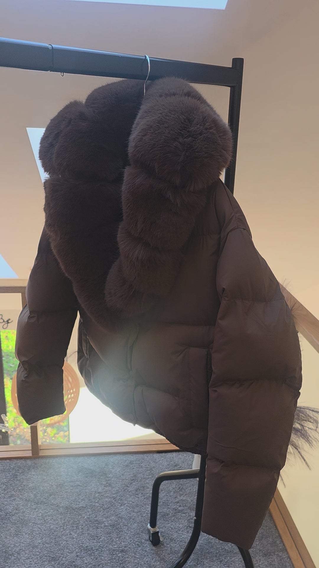 Short Down Jacket with Fur Collar