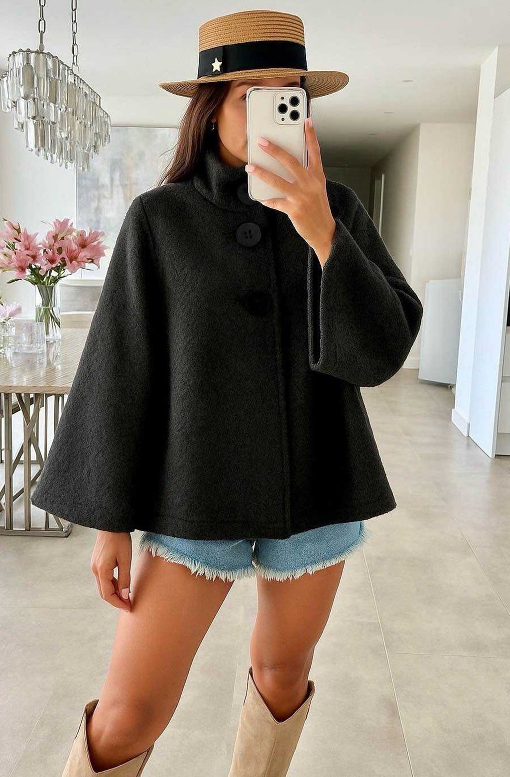 Cozy Boucle Cape Jacket