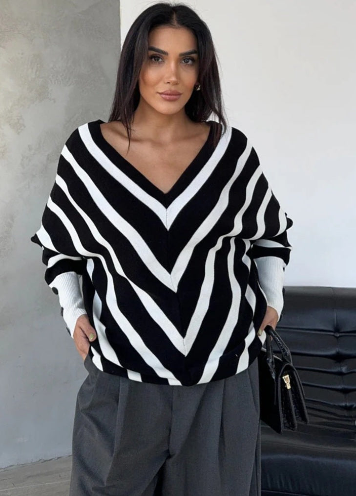 Off Shoulder Striped knit