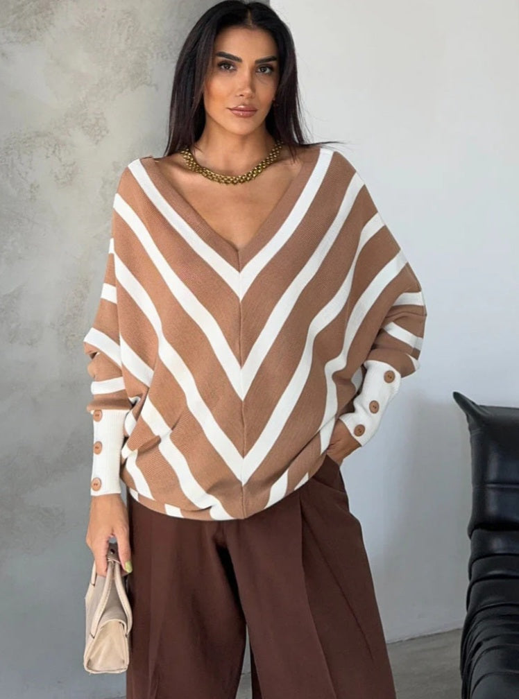 Off Shoulder Striped knit