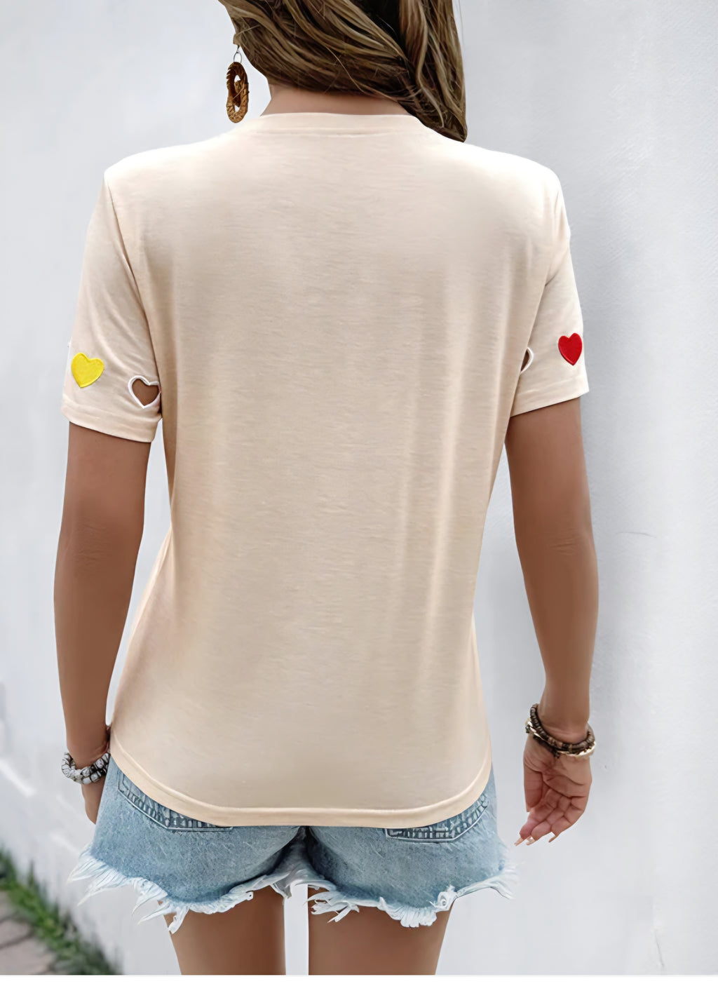 Cut out, Embroidered Heart Tee