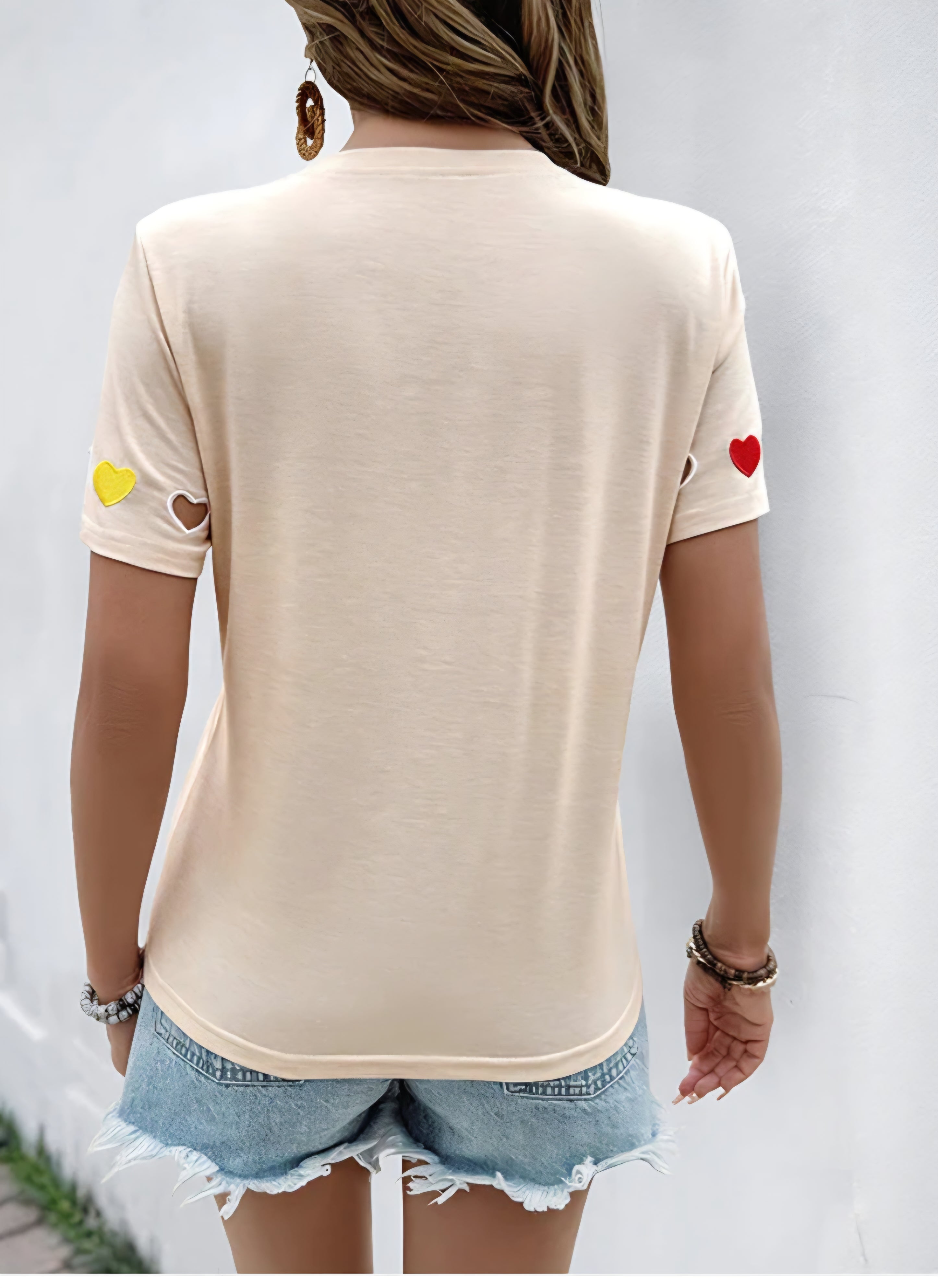 Cut out, Embroidered Heart Tee