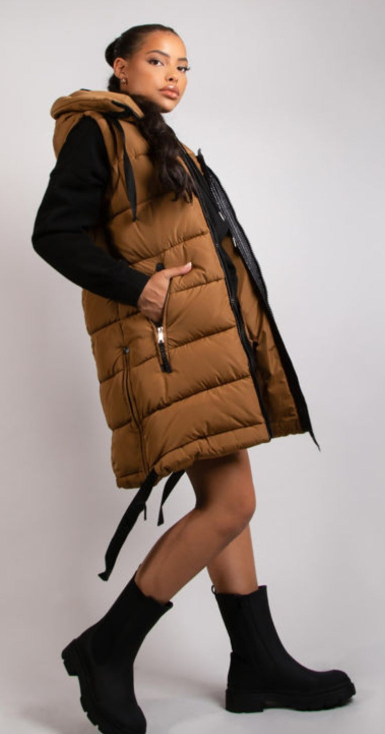 Longline Hooded Puffer Gillet