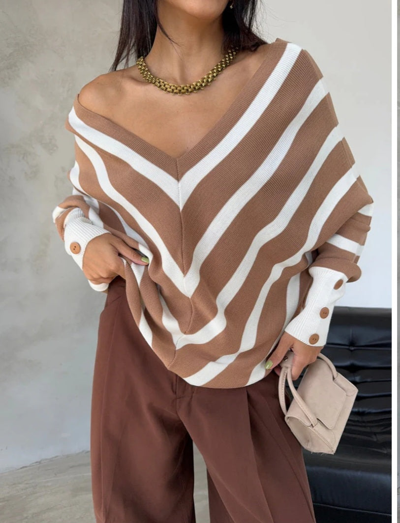 Off Shoulder Striped knit