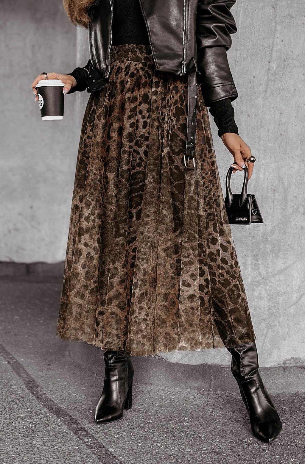 Trissy Layered Animal Print Mesh Midaxi Skirt