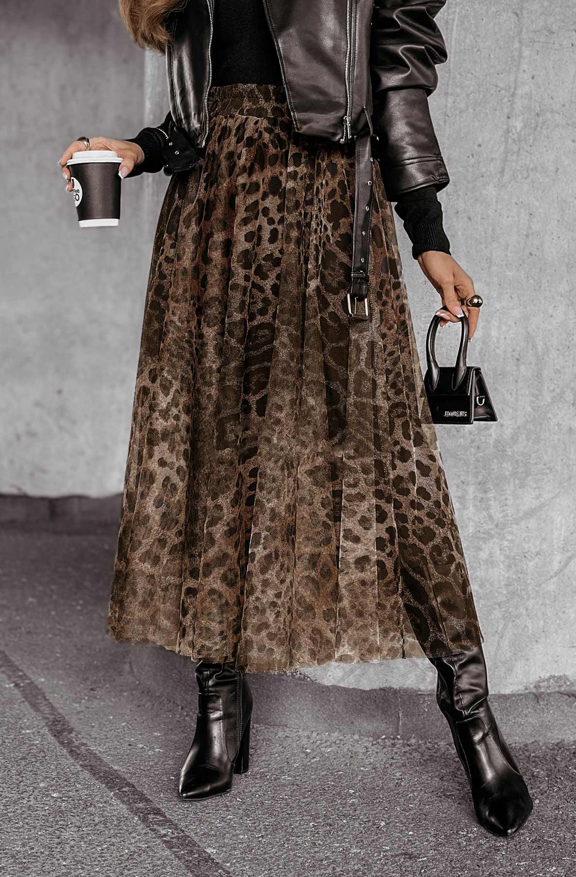 Trissy Layered Animal Print Mesh Midaxi Skirt