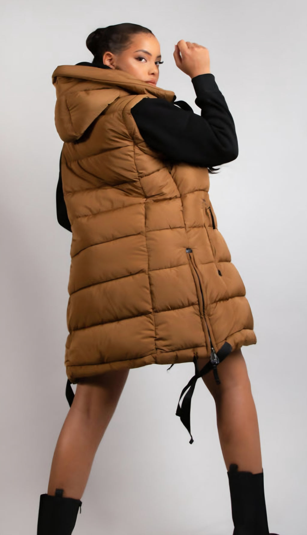 Longline Hooded Puffer Gillet