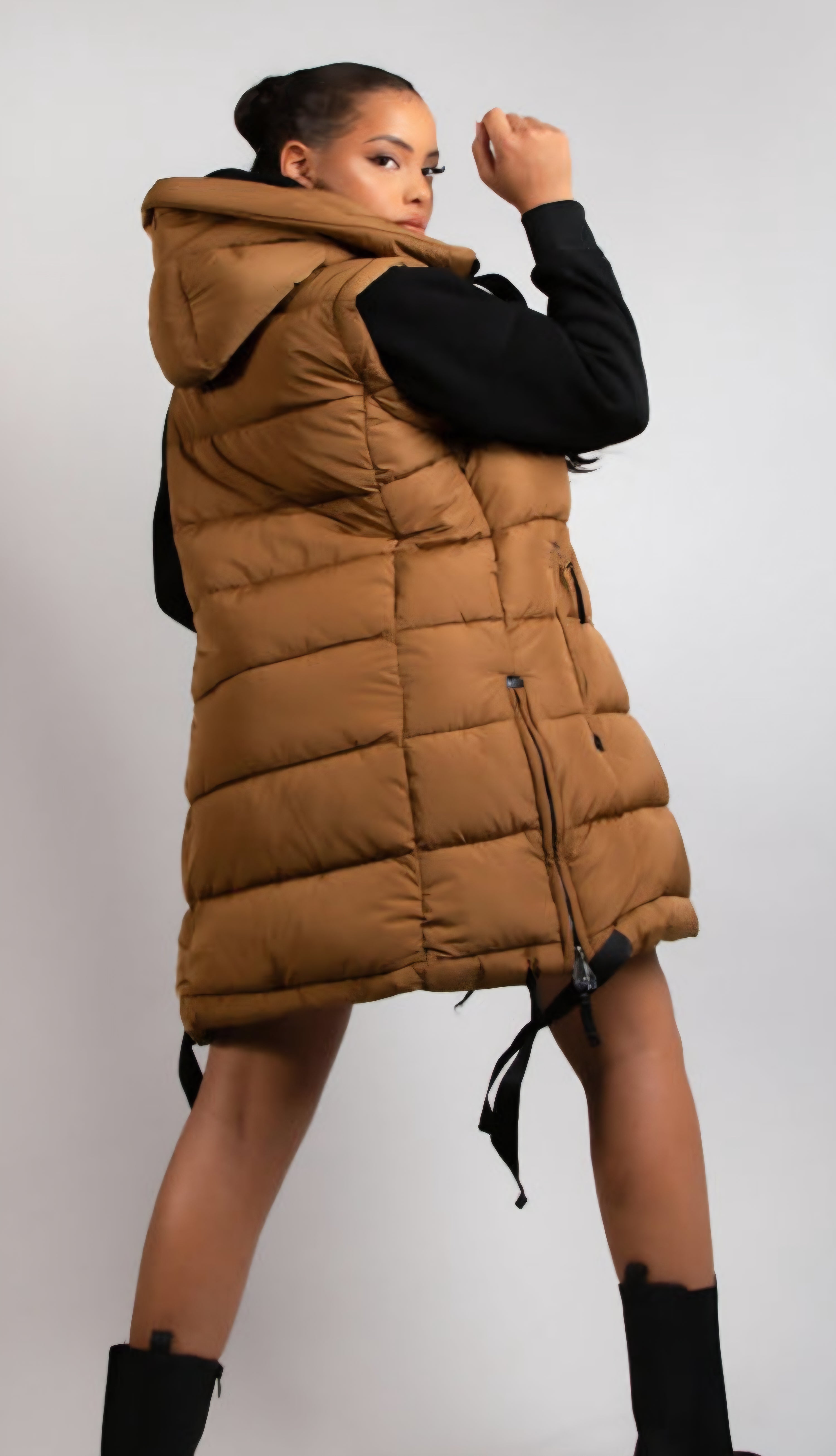 Longline Hooded Puffer Gillet