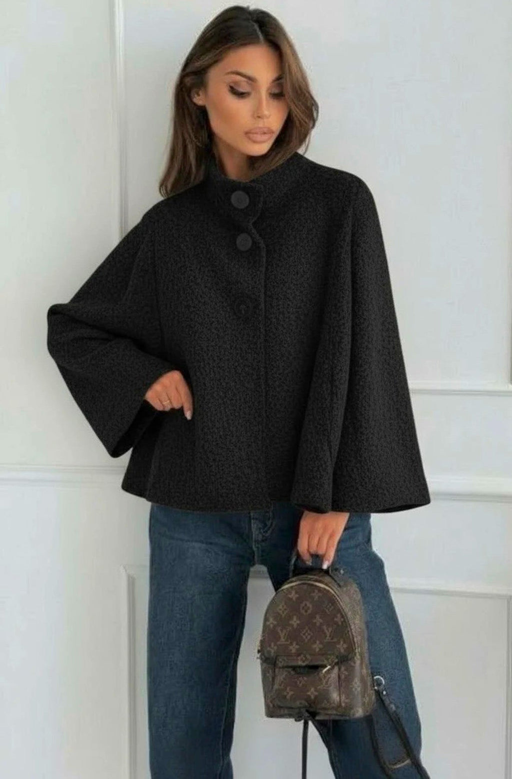 Cozy Boucle Cape Jacket
