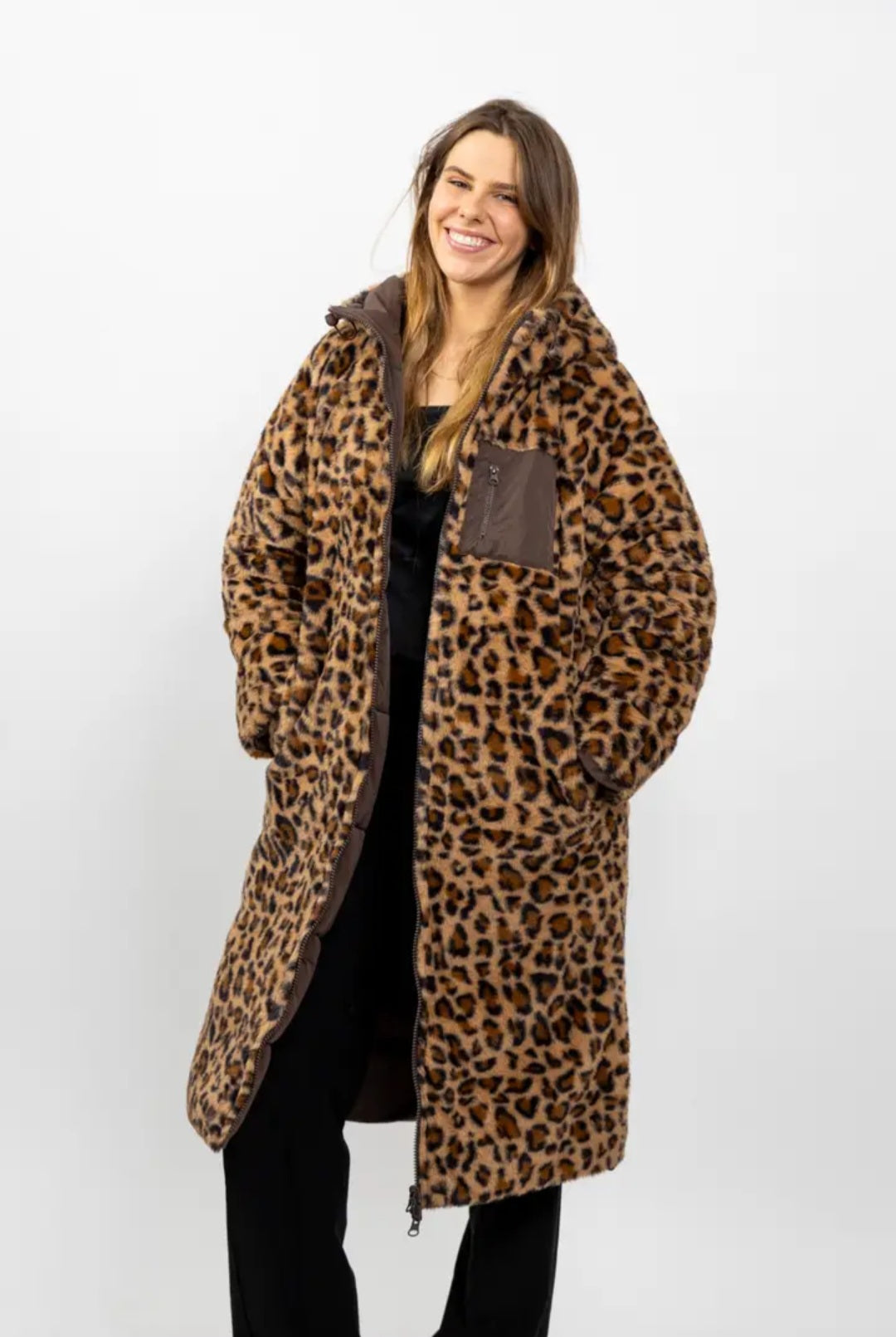 Long Reversible leopard coat