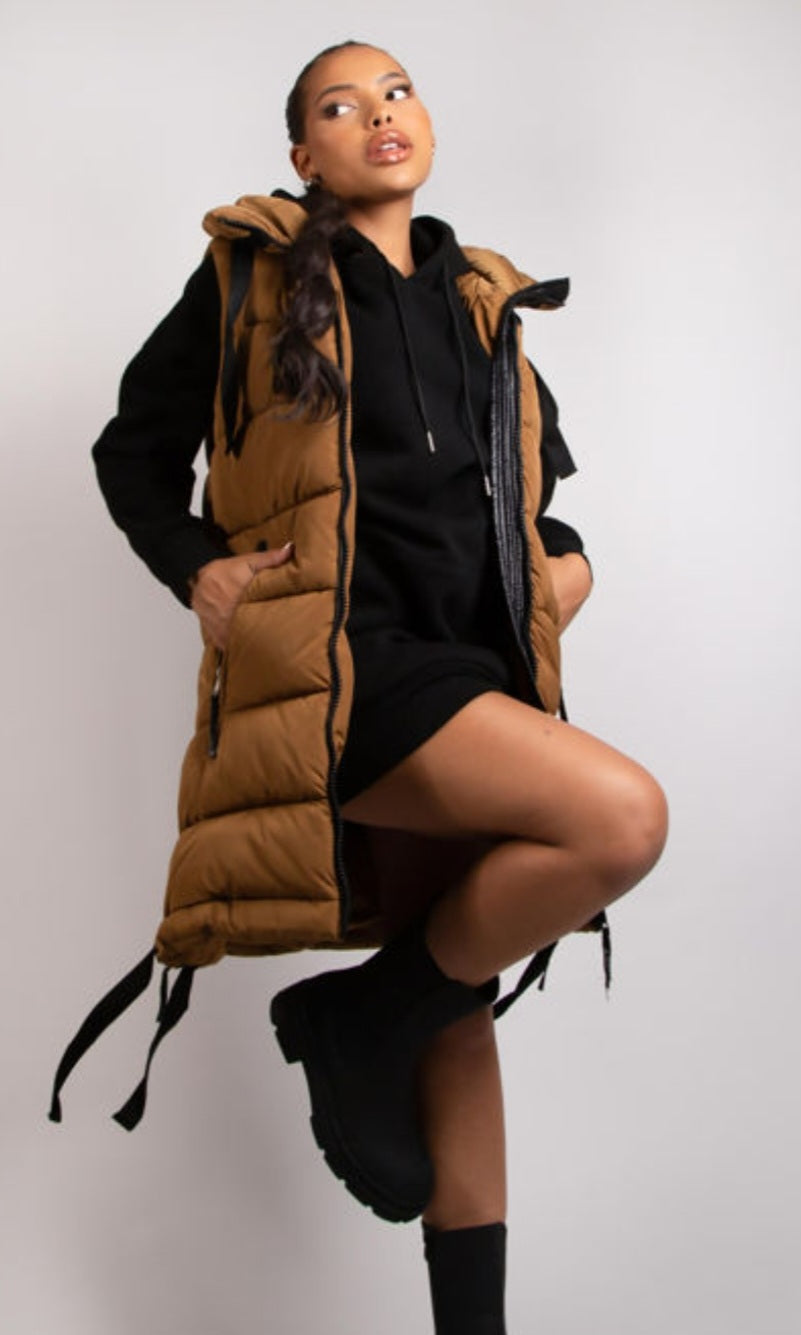 Longline Hooded Puffer Gillet