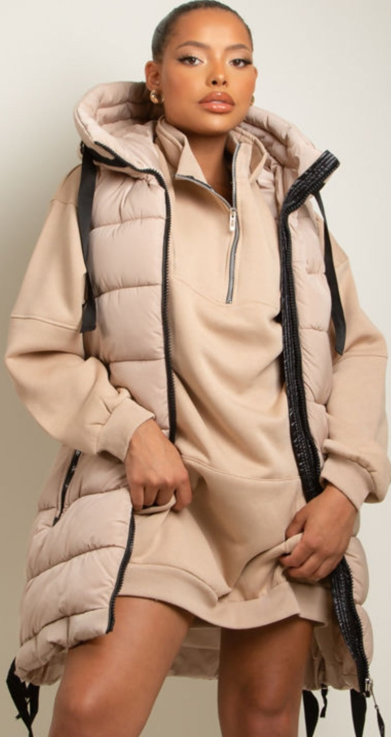Longline Hooded Puffer Gillet