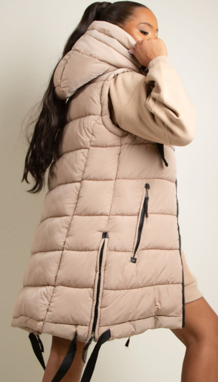 Longline Hooded Puffer Gillet