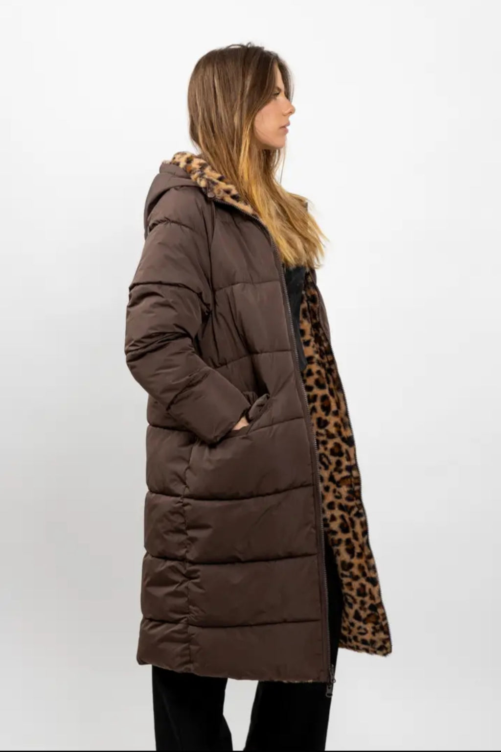 Long Reversible leopard coat
