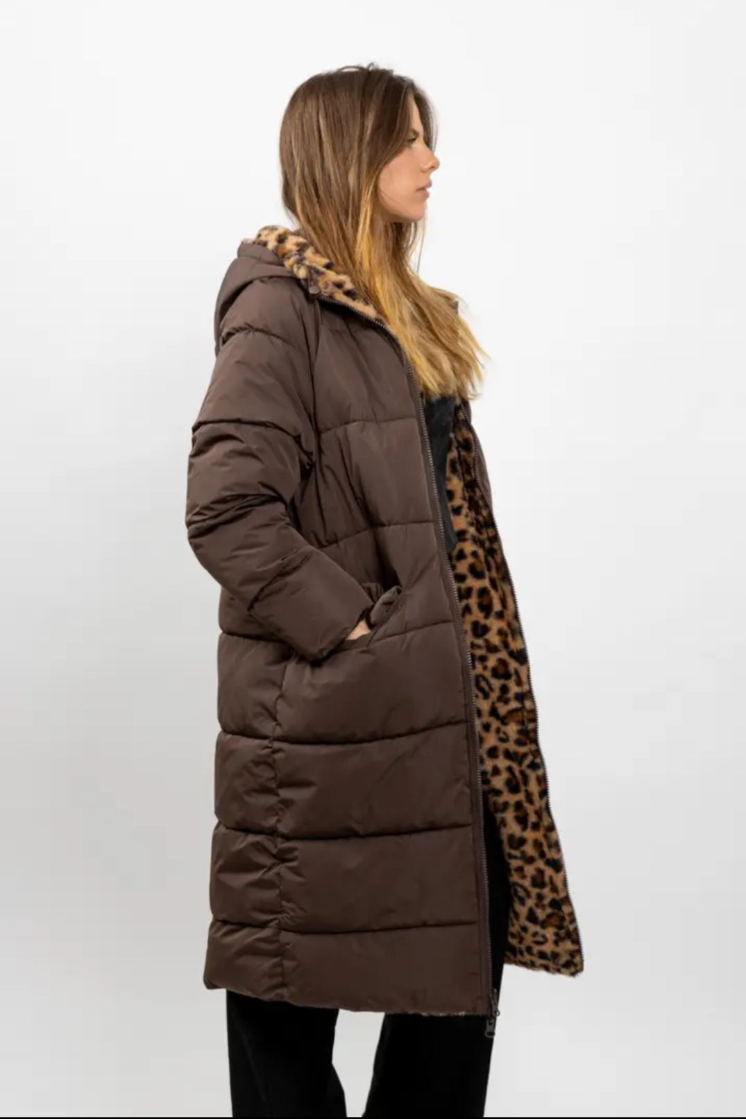 Long Reversible leopard coat
