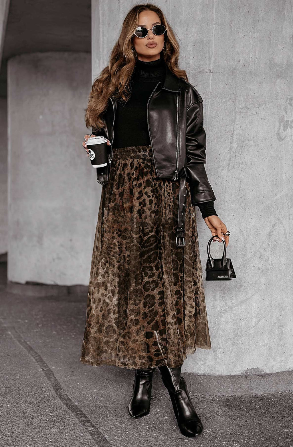 Trissy Layered Animal Print Mesh Midaxi Skirt