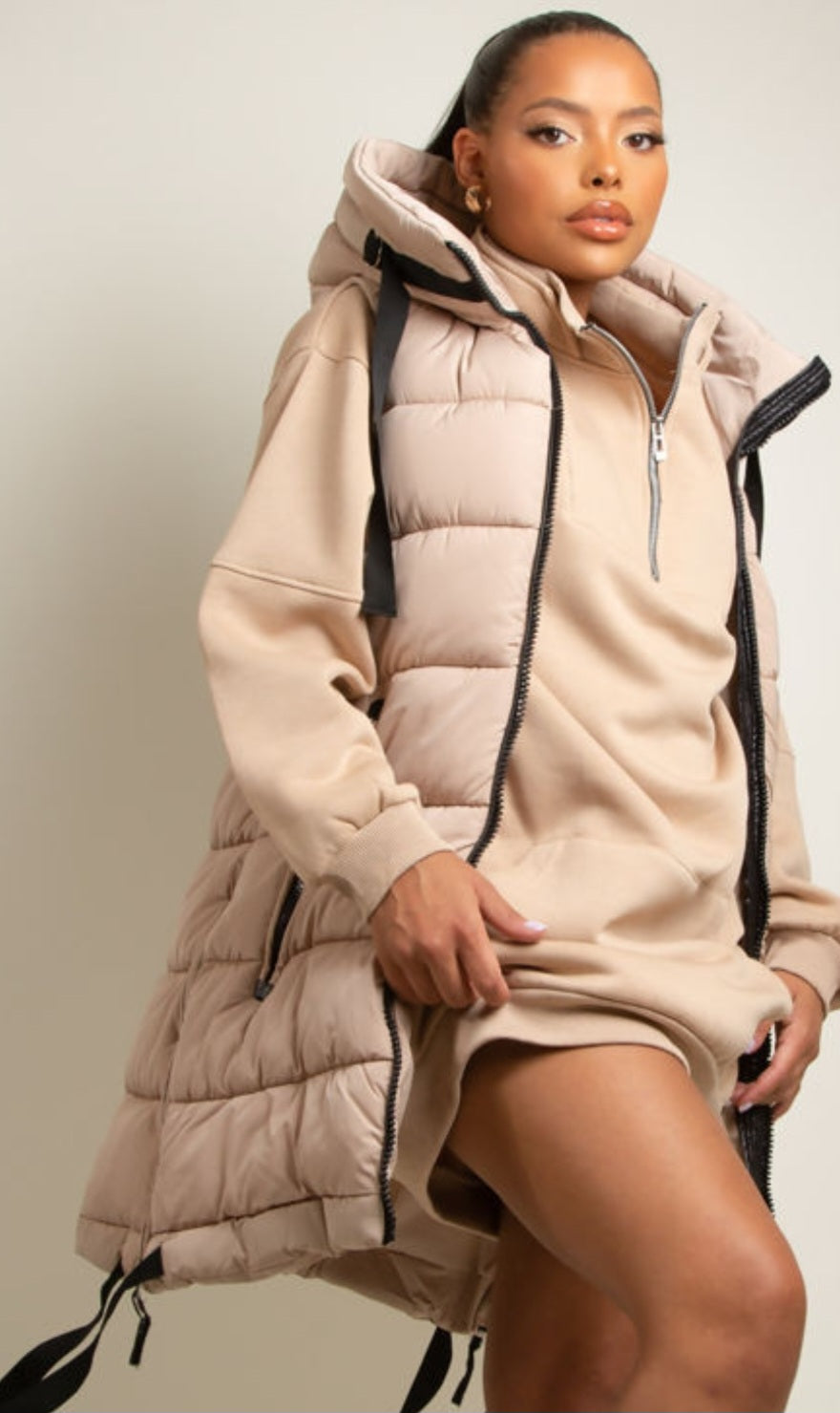 Longline Hooded Puffer Gillet