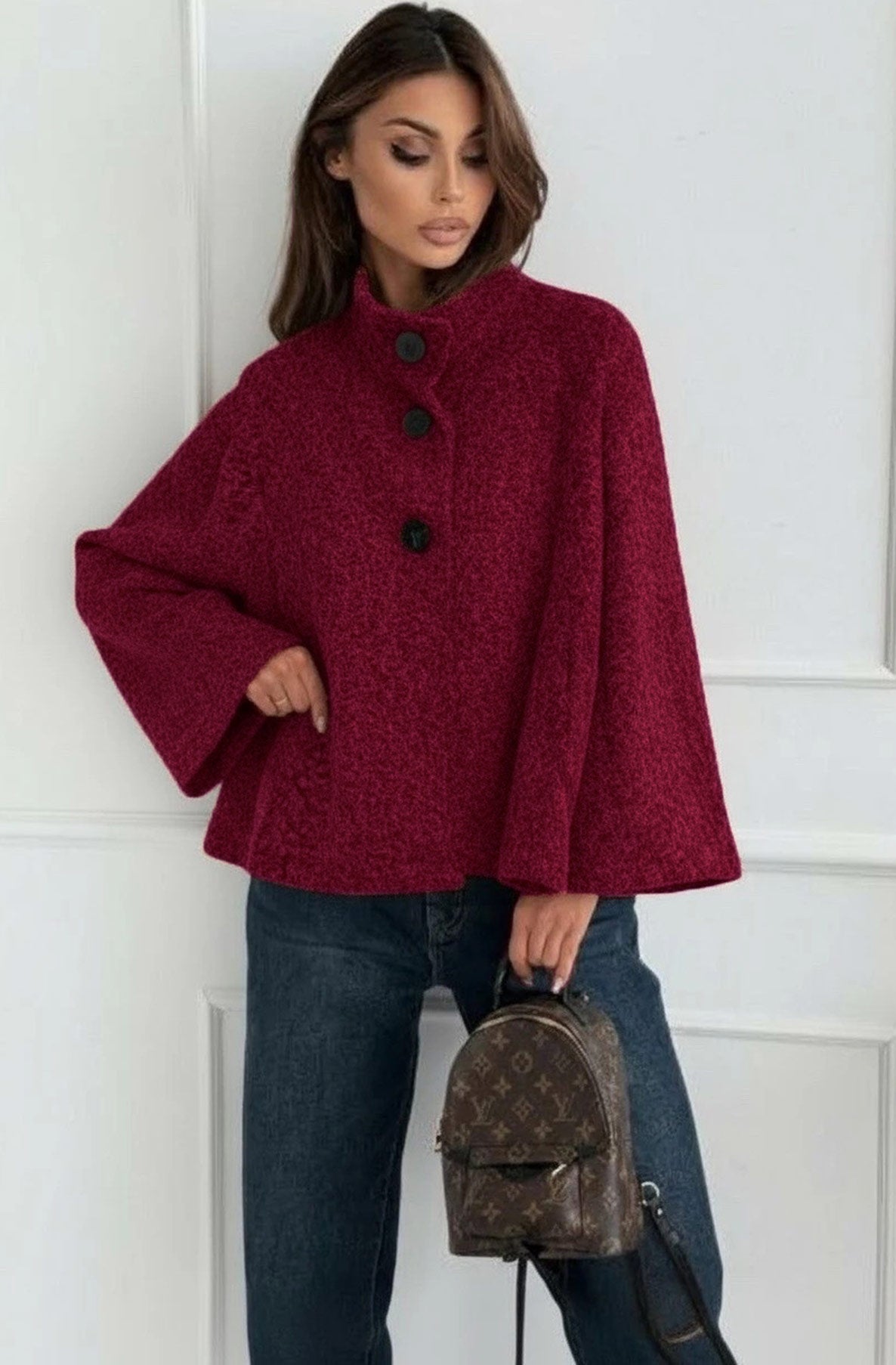 Cozy Boucle Cape Jacket