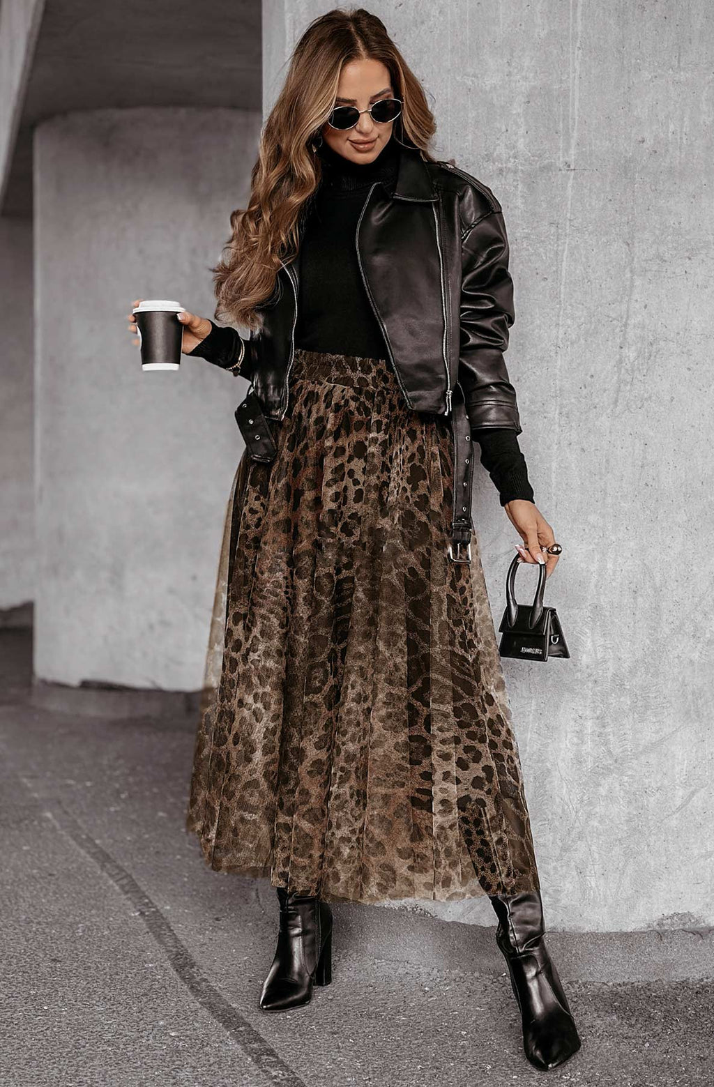 Trissy Layered Animal Print Mesh Midaxi Skirt